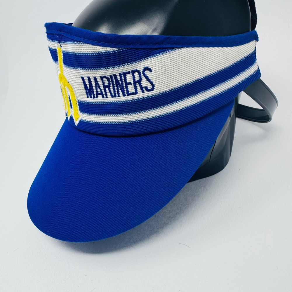 VTG Seattle Mariners Visor Blue White Striped Embroidered‎ Adjustable TWINS S M - Picture 2 of 10